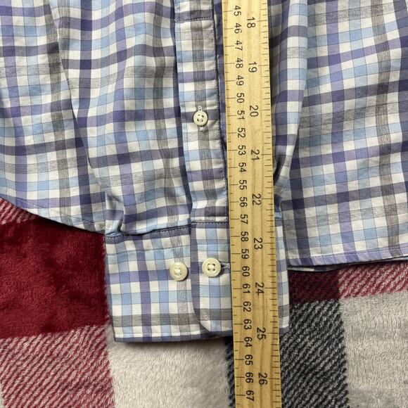 Peter Millar Shirt Men XL Blue Check Comfort Summer Long Button Down Performance - Picture 7 of 10